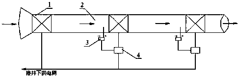 A protection device and method for automatic air adjustment protection of tunneling head interval series ventilation