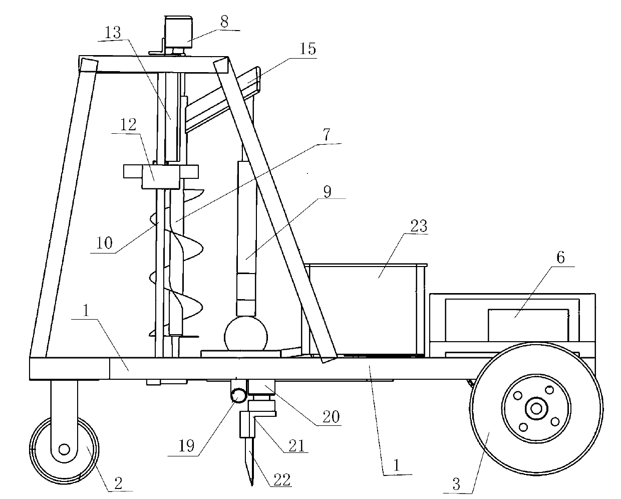 Full-automatic fruit tree rhizosphere fertilizing machine