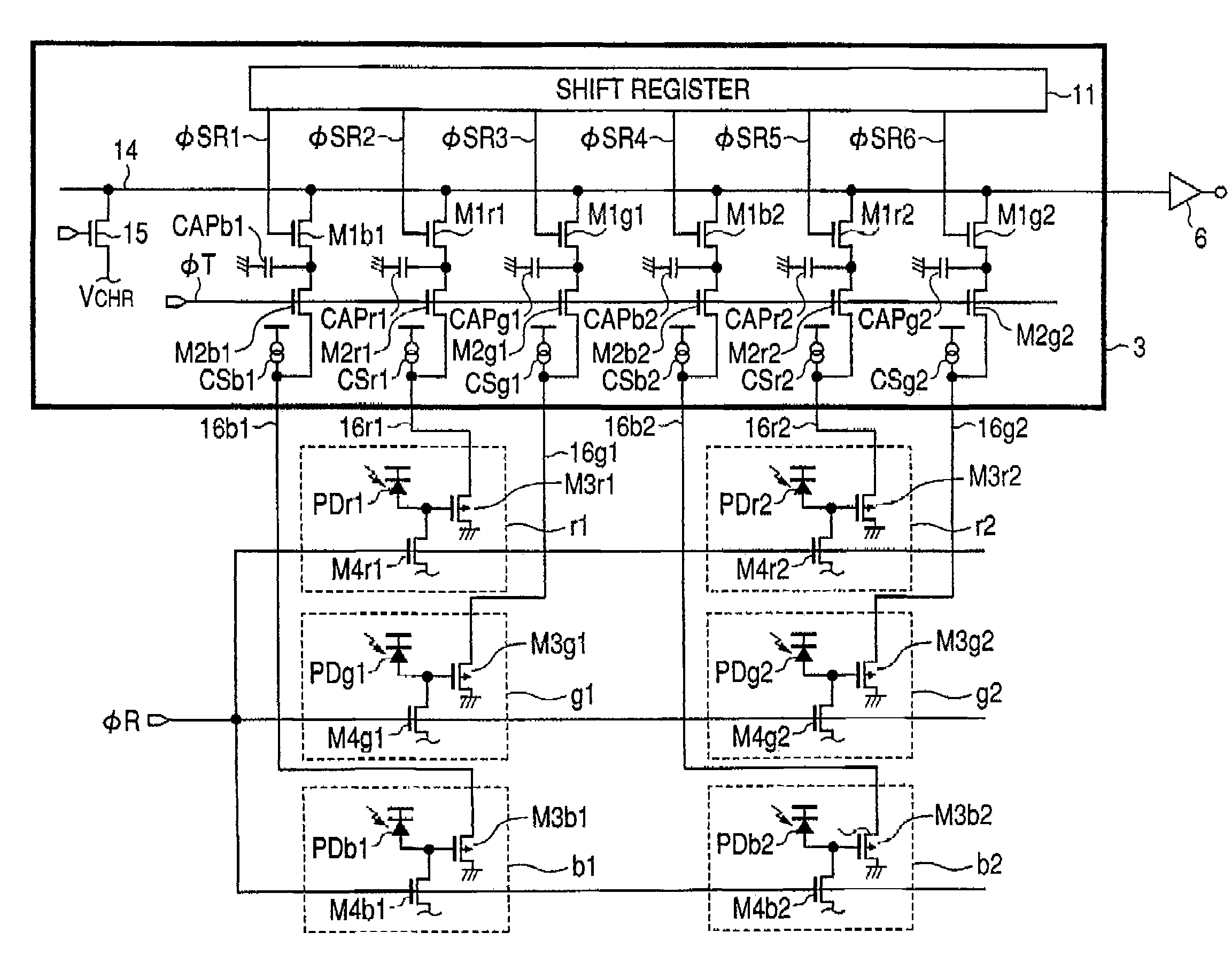 Photoelectric conversion device having plural pixel columns and independent readout wiring, multichip image sensor, contact image sensor, and image scanner