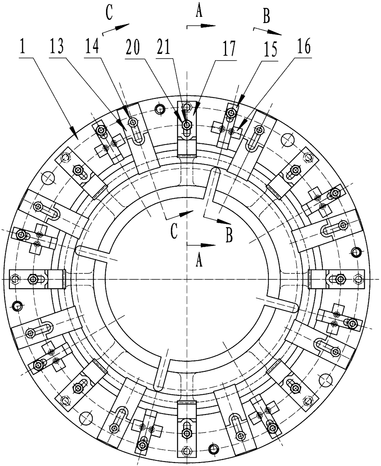 Combined positioning and supporting clamp for sealing part and application method thereof