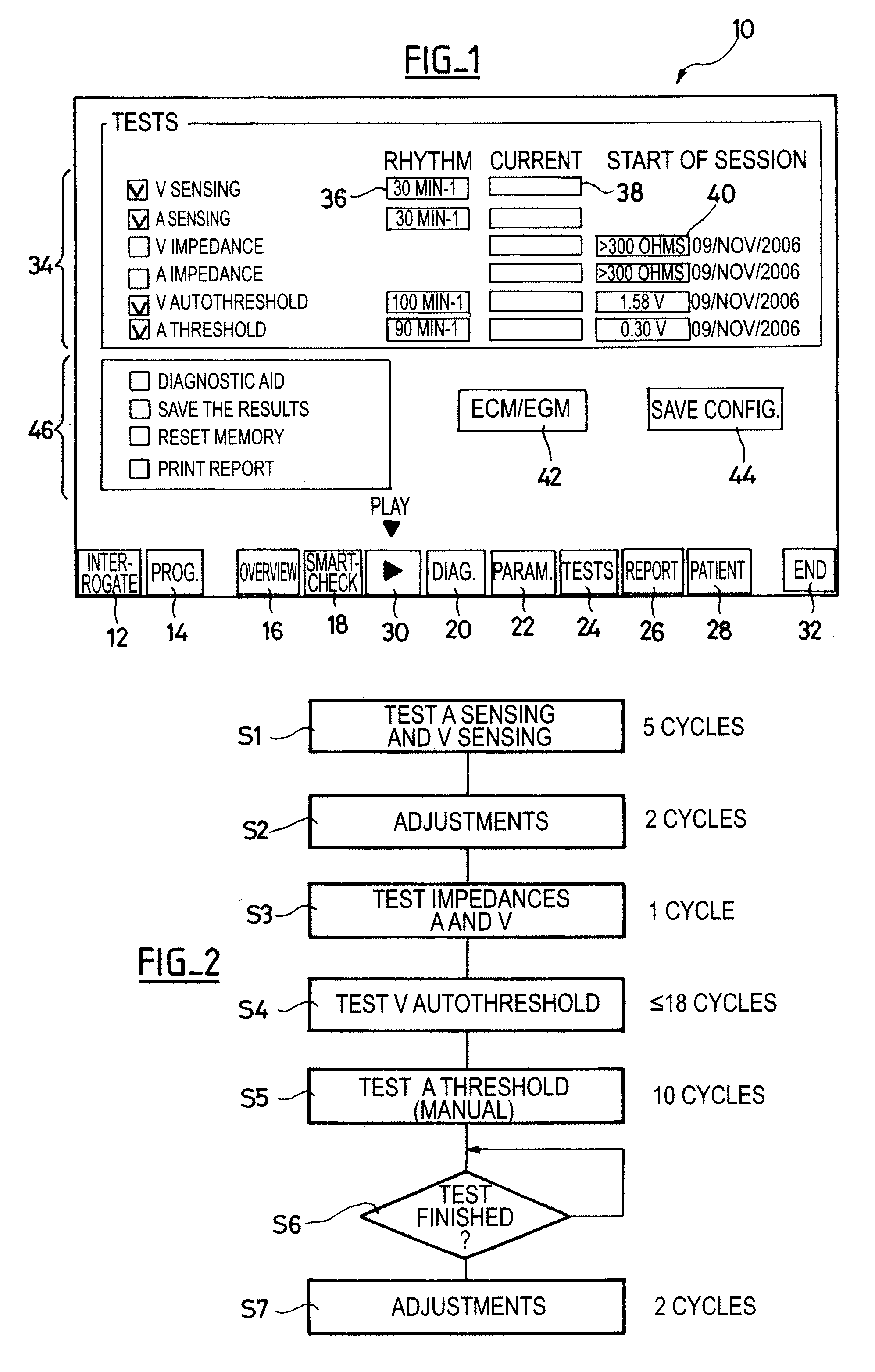 Programmer for cardiac implantable medical devices, having an accelerated test mode of the parameters