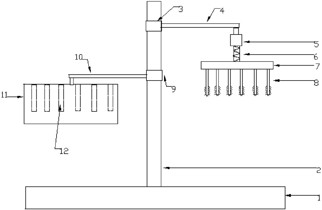 Test tube placement and cleaning mechanism for biotechnology