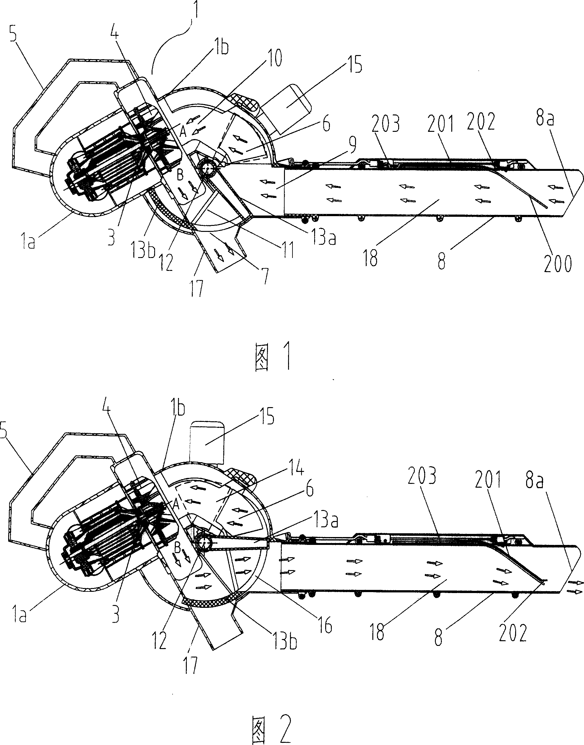 Blowing and sucking machine