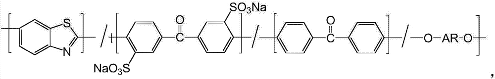 Sulfonated polyaryletherketone copolymer containing benzothiazole group and preparation method thereof