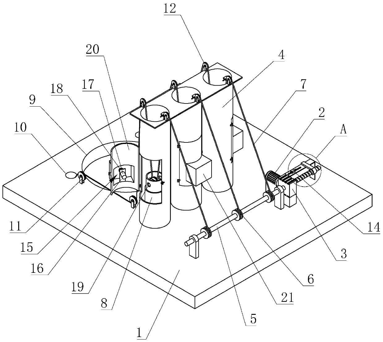 Tensioning device of steel wire rope of bulk machine