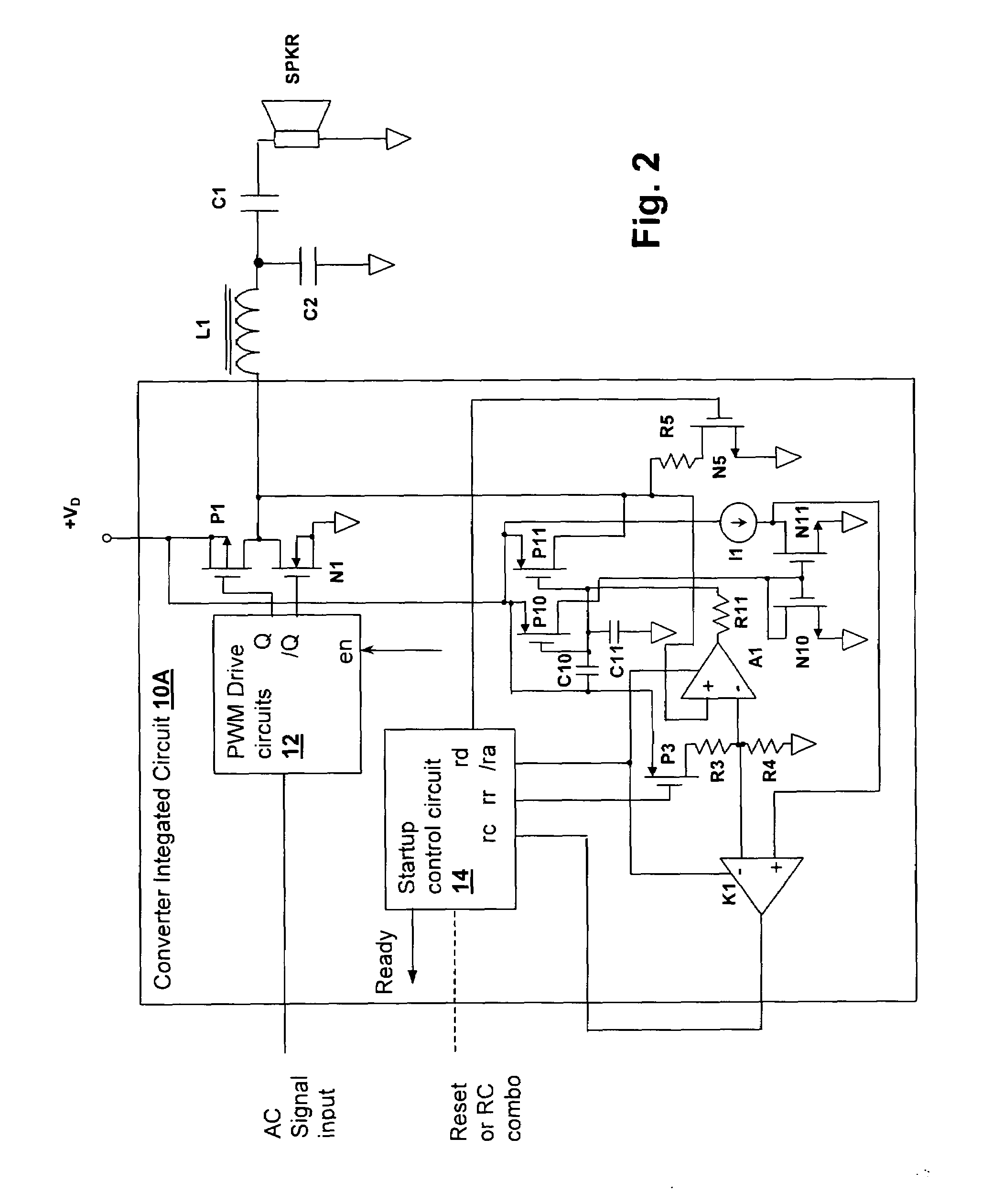 Pre-charge apparatus and method for controlling startup transients in a capacitively-coupled switching power stage