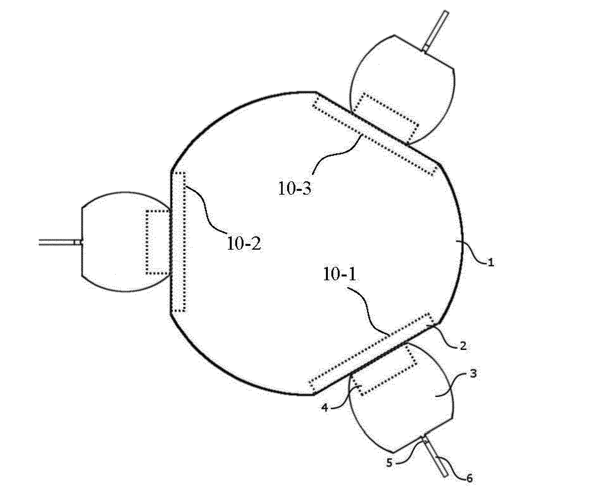 Set of adjustable juggling modules including a facilitating detachable or fixed fastening device and an integrated training system