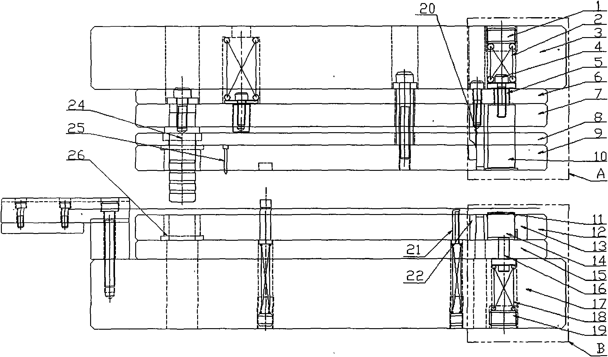 Stamping die for forming punching scrap and peripheral flanging simultaneously