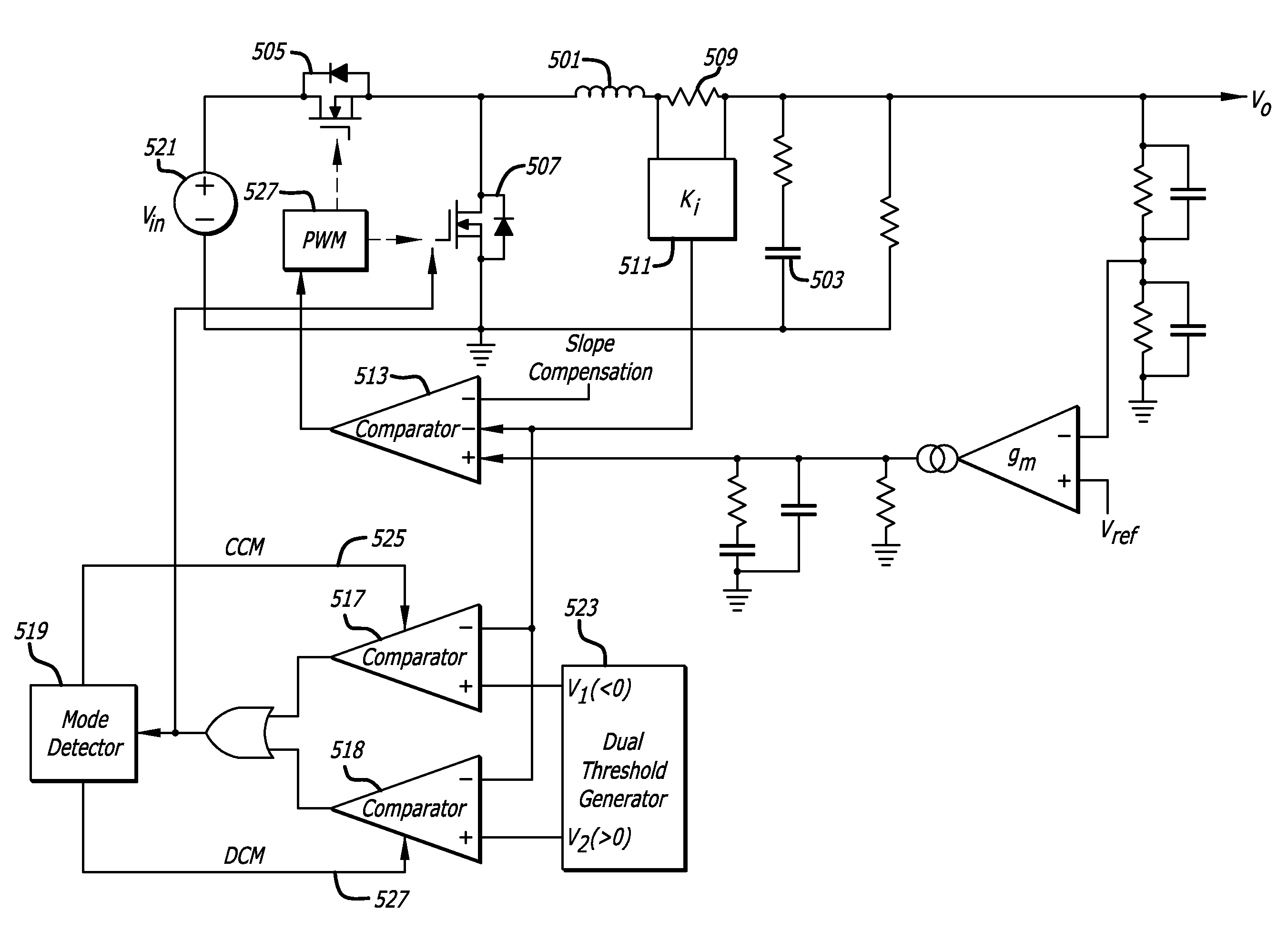 Clean transition between ccm and dcm in valley current mode control of dc-to-dc converter