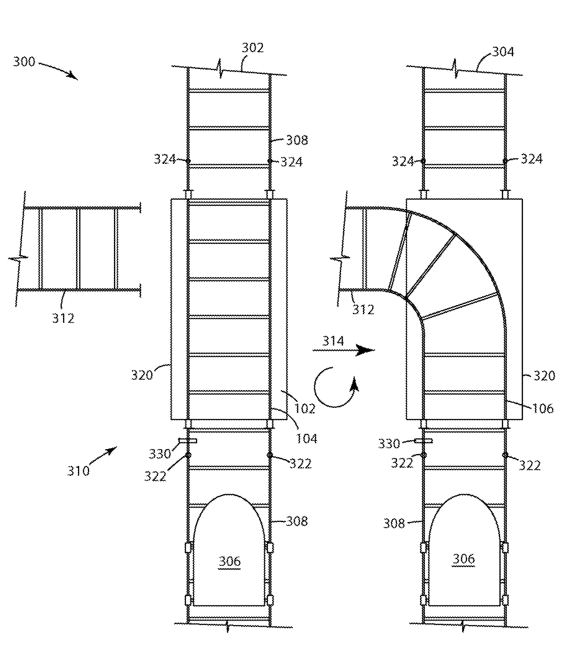 Track-switching device and method