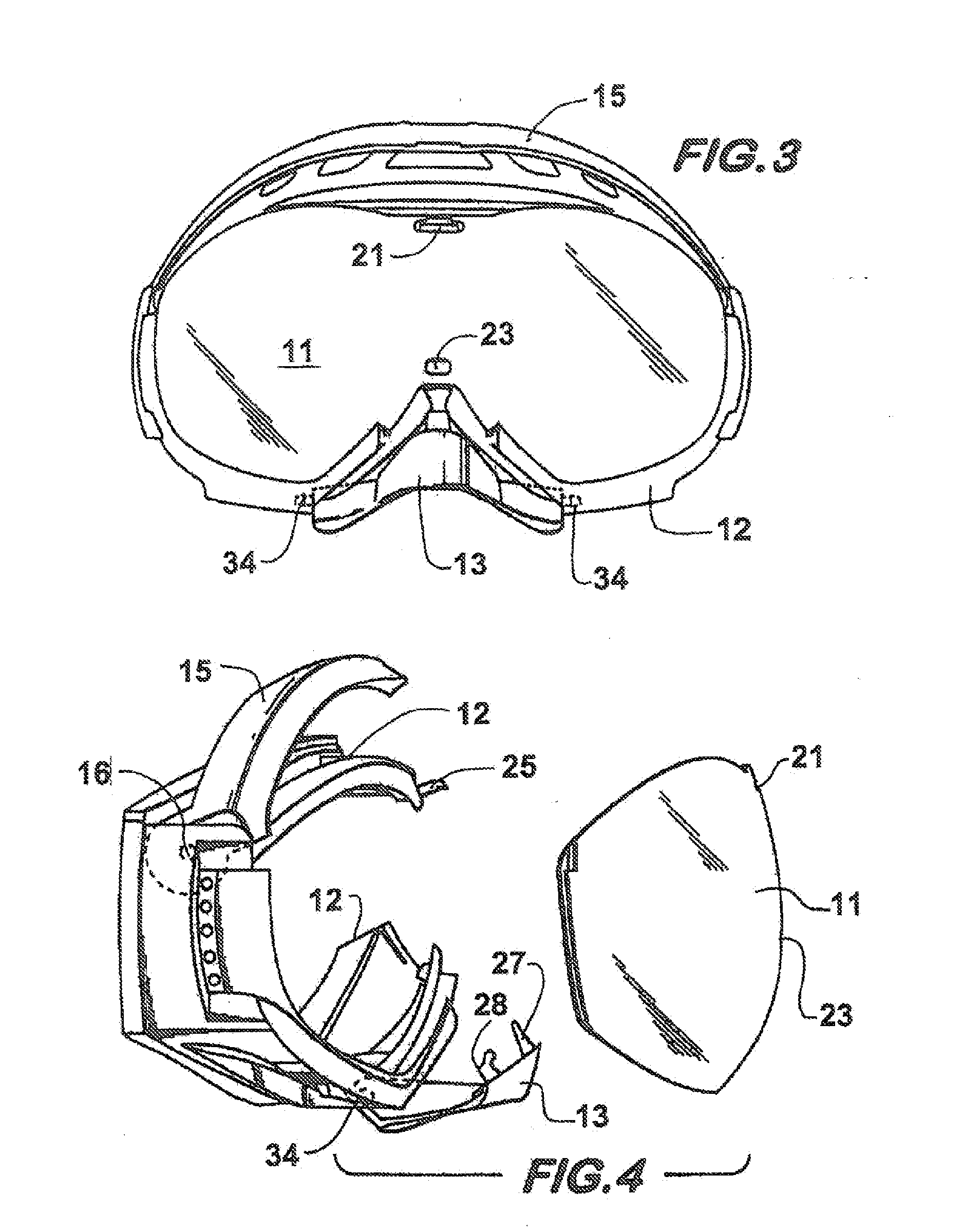 Goggles with interchangeable lens