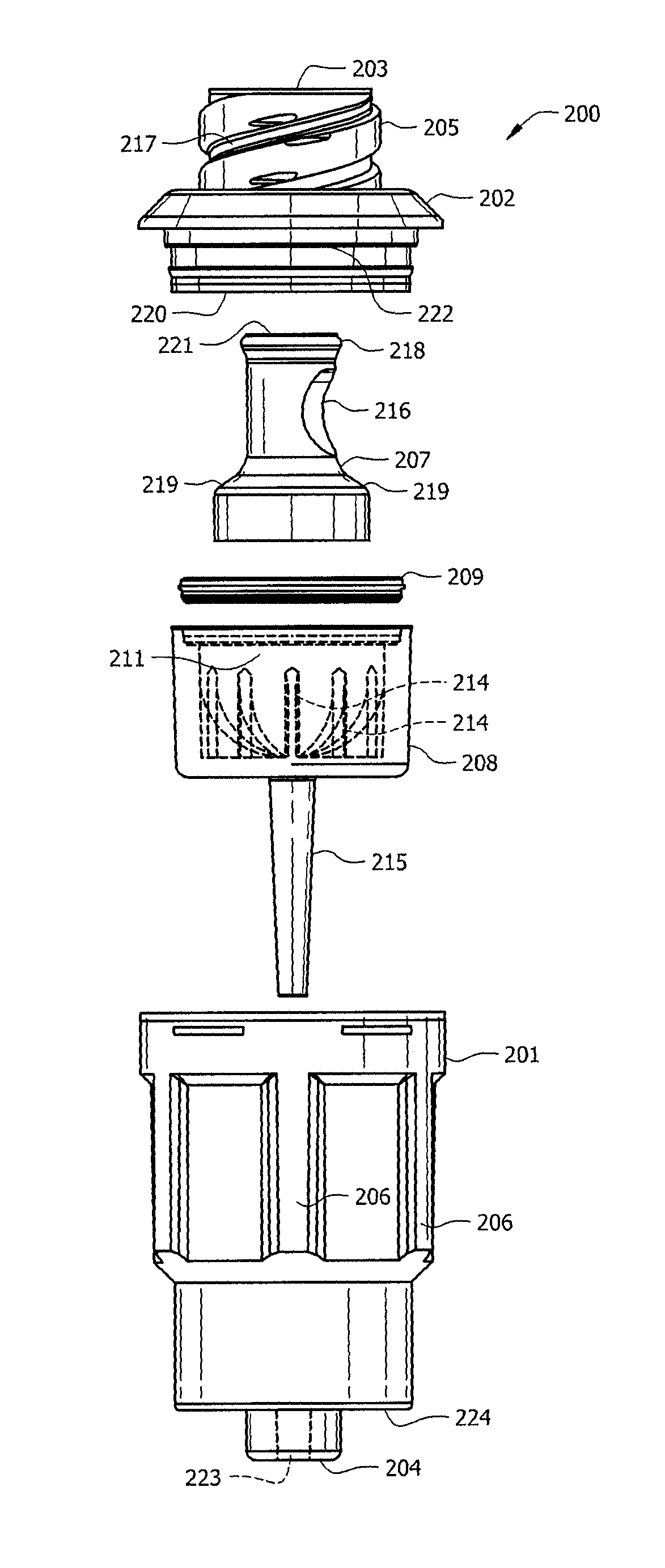 Luer activated medical connector having a low priming volume