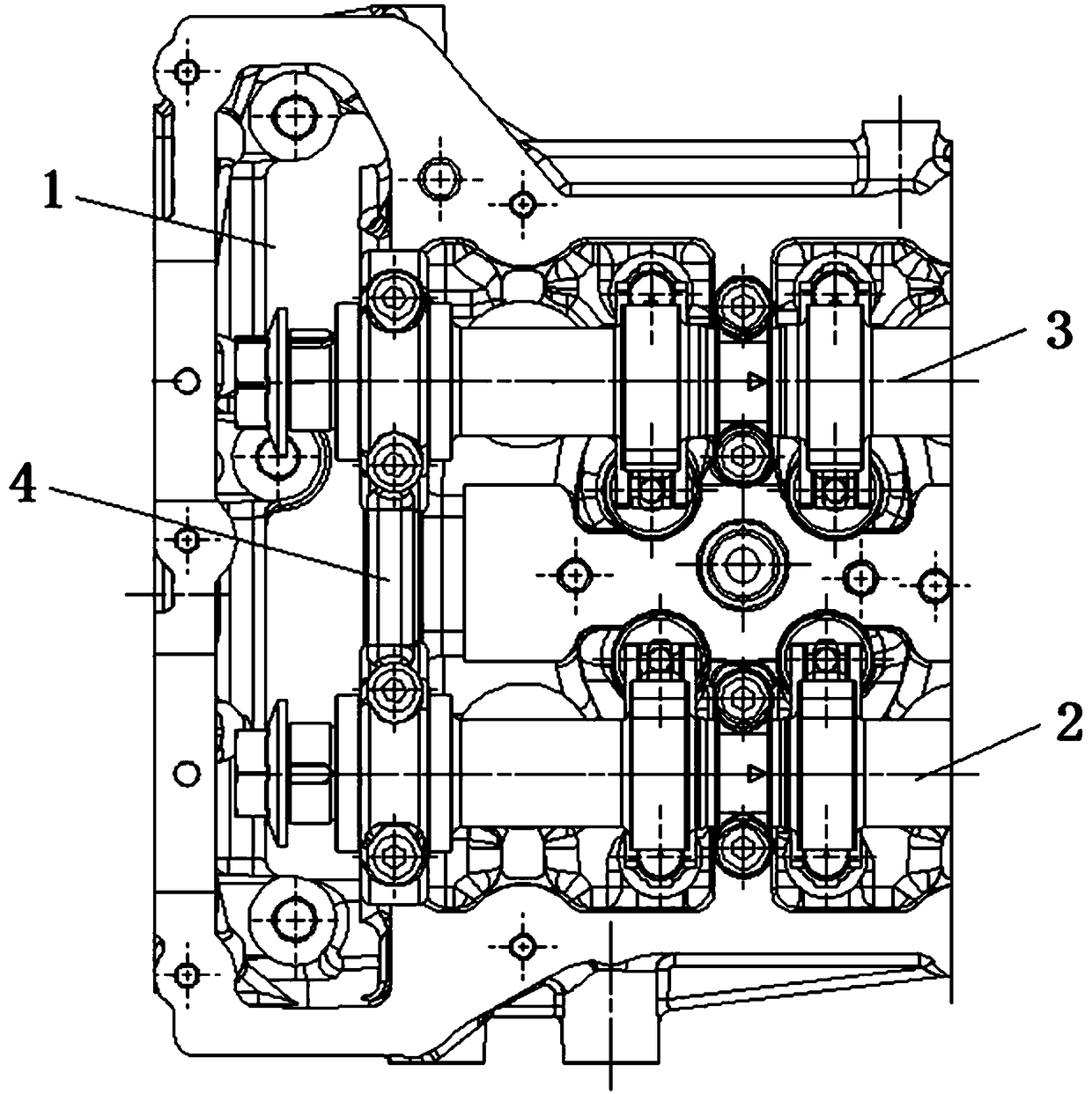 Camshaft bearing cover thrust structure