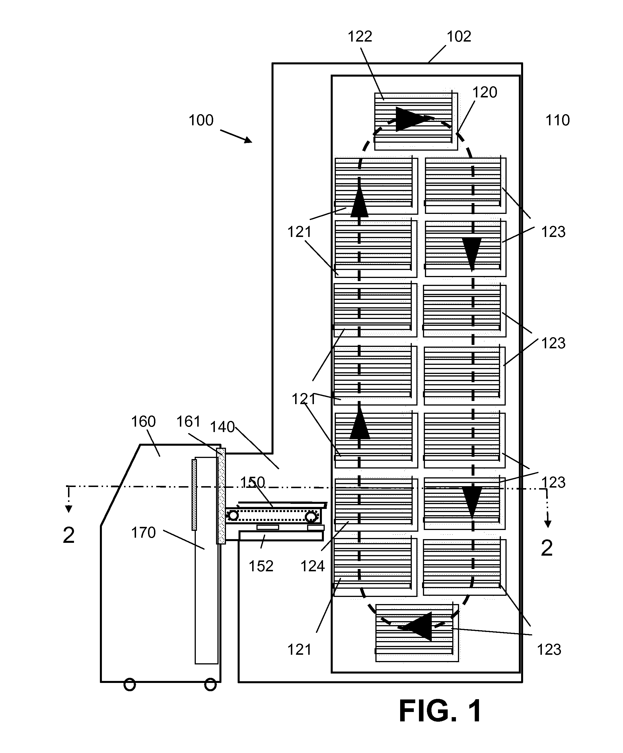 Device and method for retrieving or replacing a tray within a storage compartment