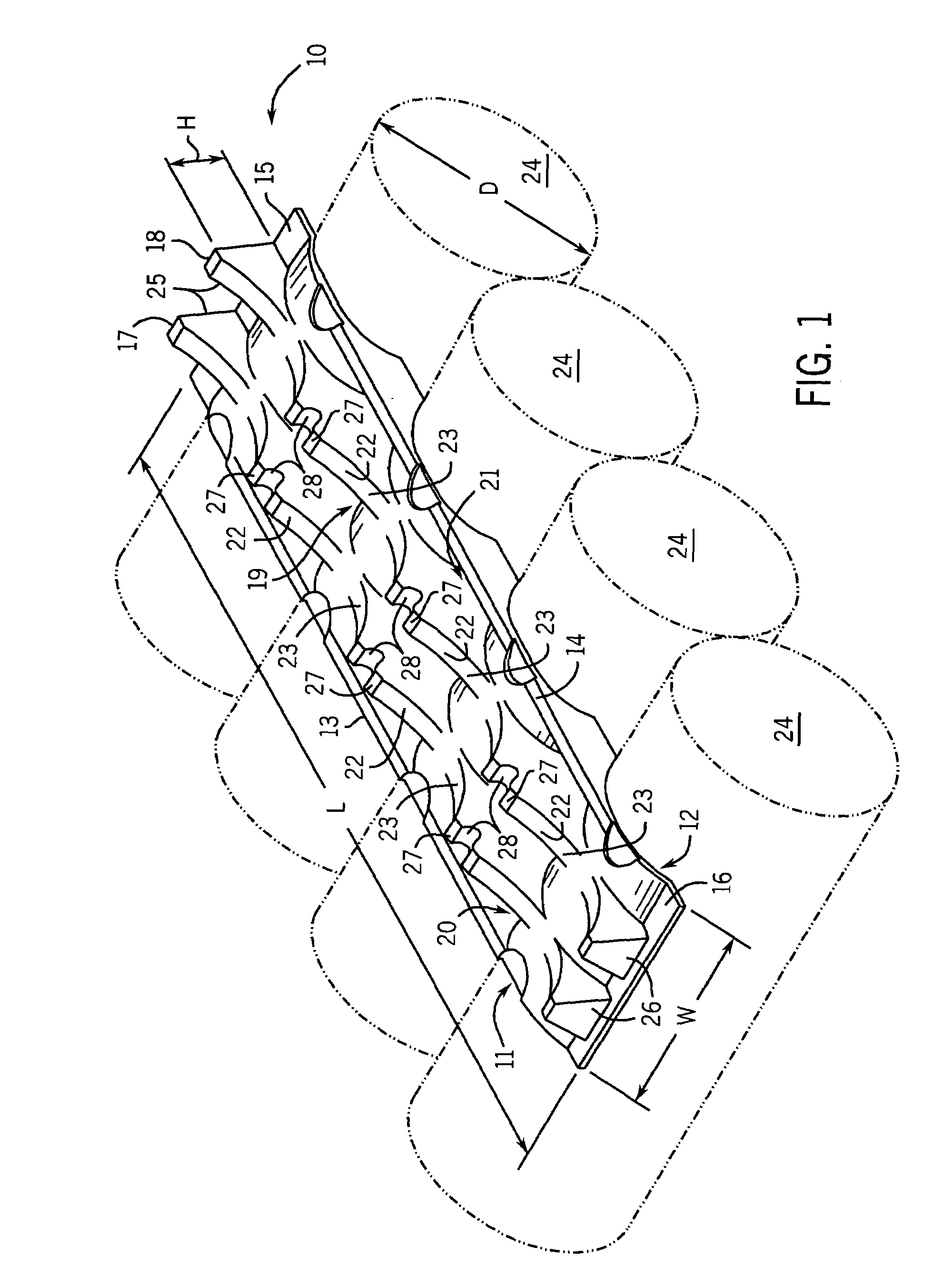 Two-sided roll support with multiple ribs