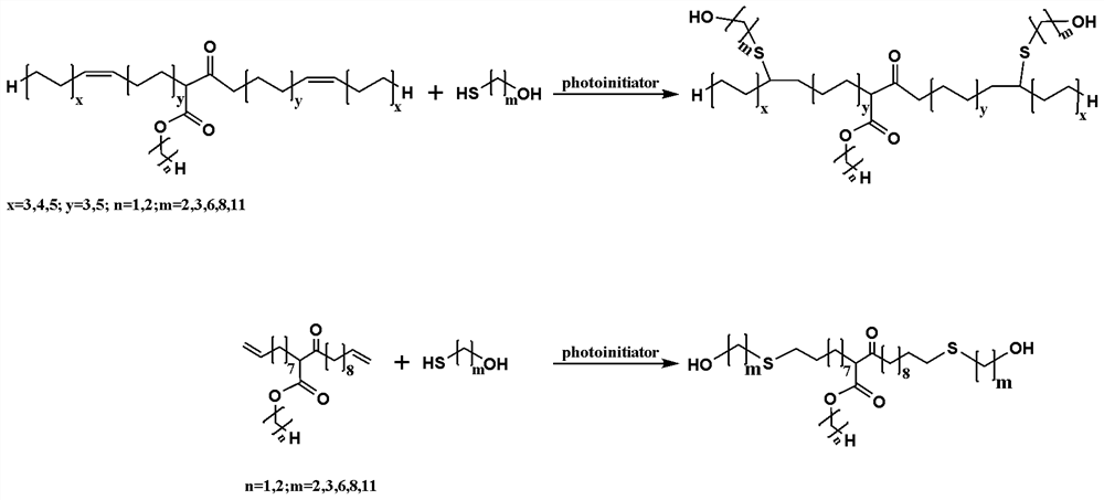 Preparation method of binary primary alcohol with adjustable molecular weight for bio-based polyurethane