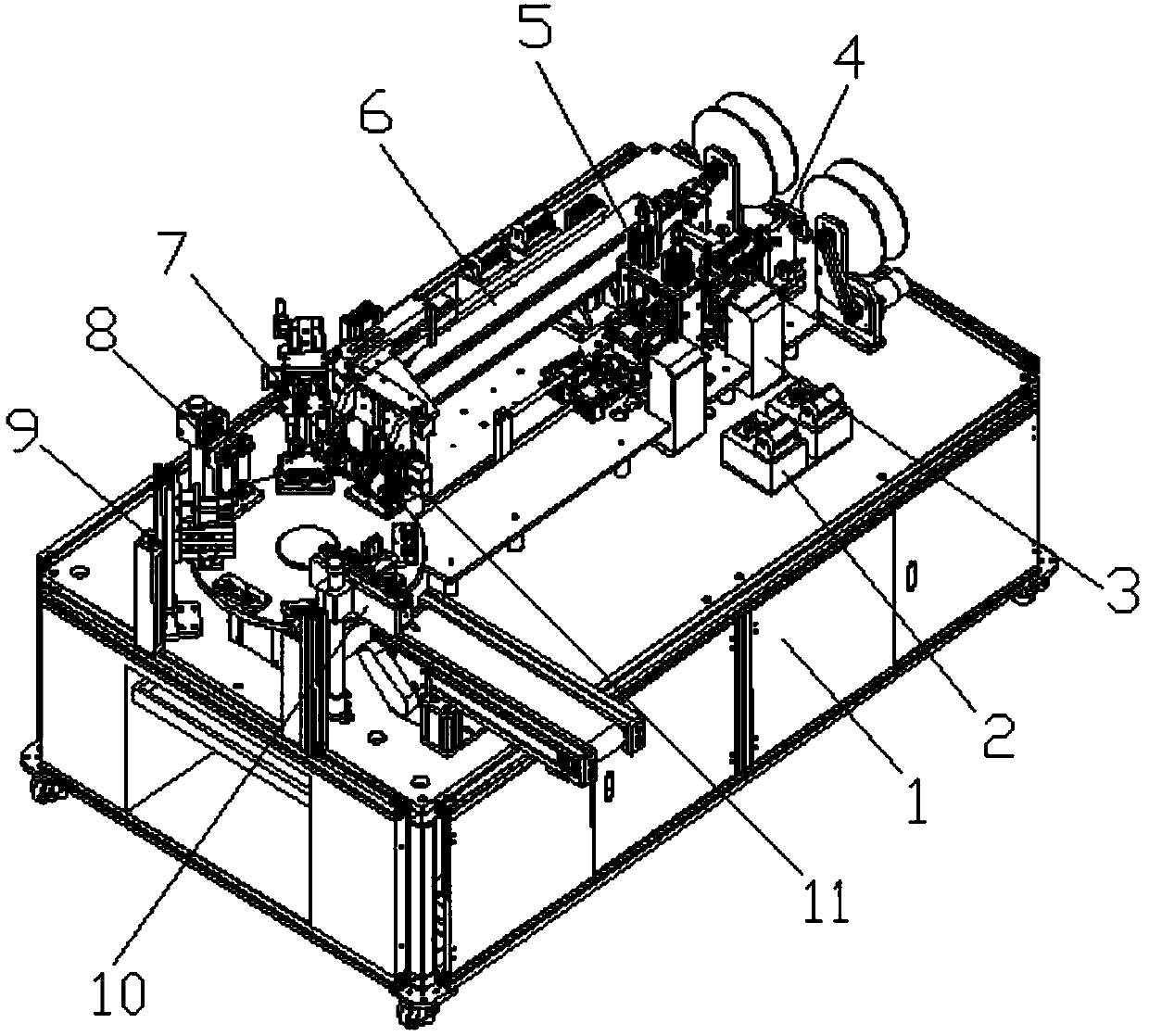 Battery pole piece slitting and welding integration machine