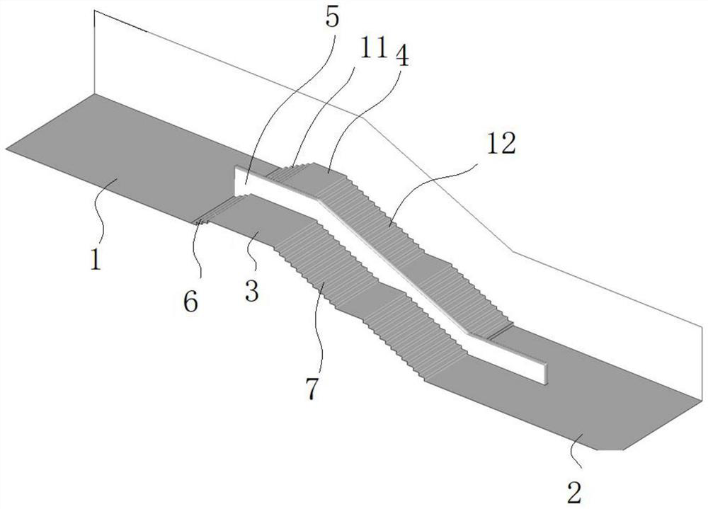 Early-warning evacuation staircase for flood flowing back to underground space and using method thereof