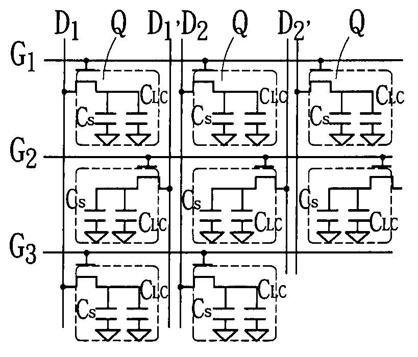 Liquid crystal display driving device of matrix structure type and its driving method