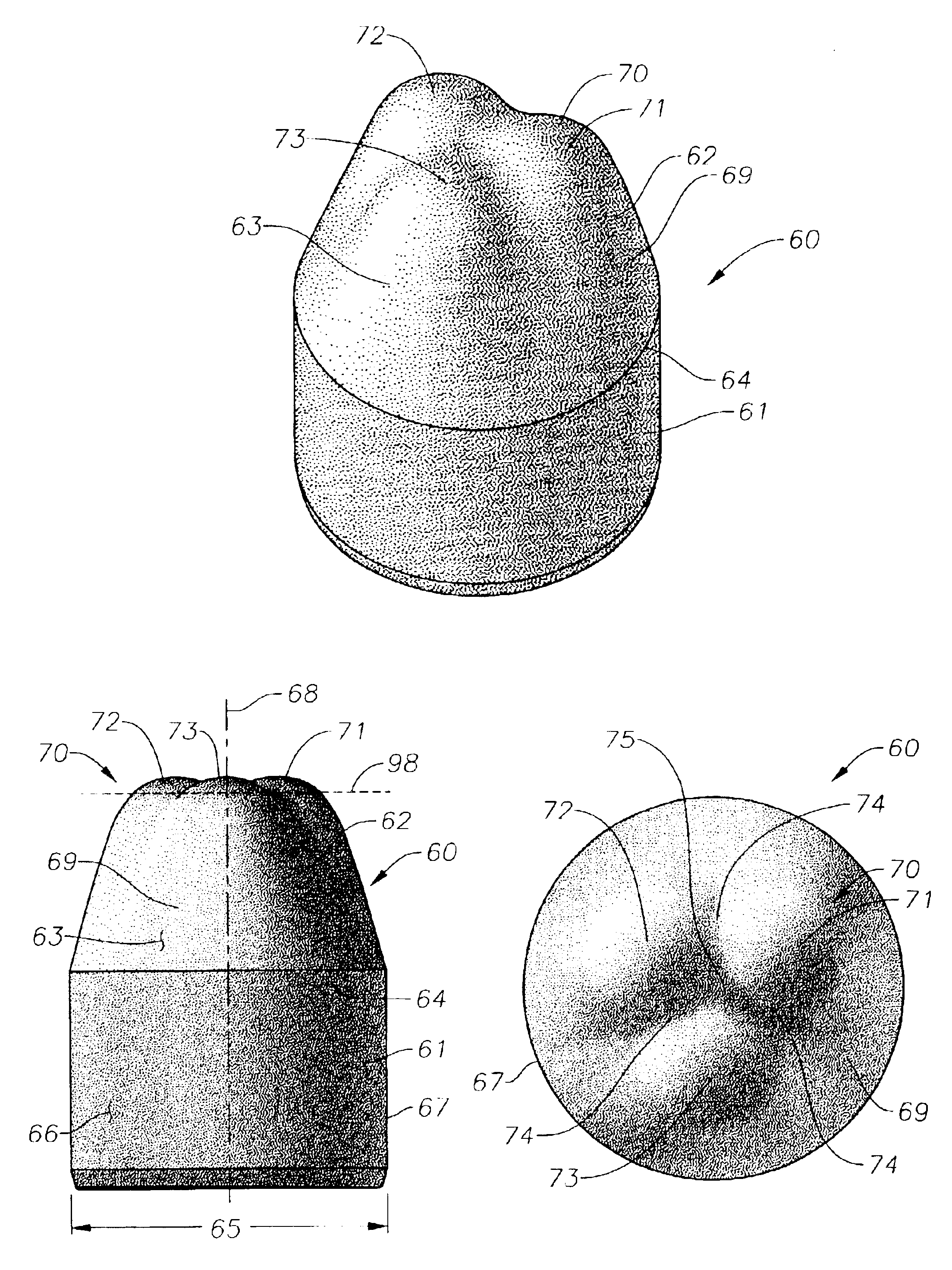 Drill bit cutter element having multiple cusps