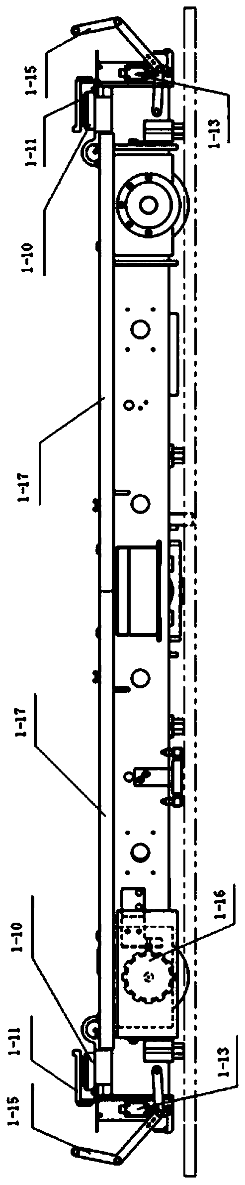 A mold platform traverse train set with a synchronous control device and its use method