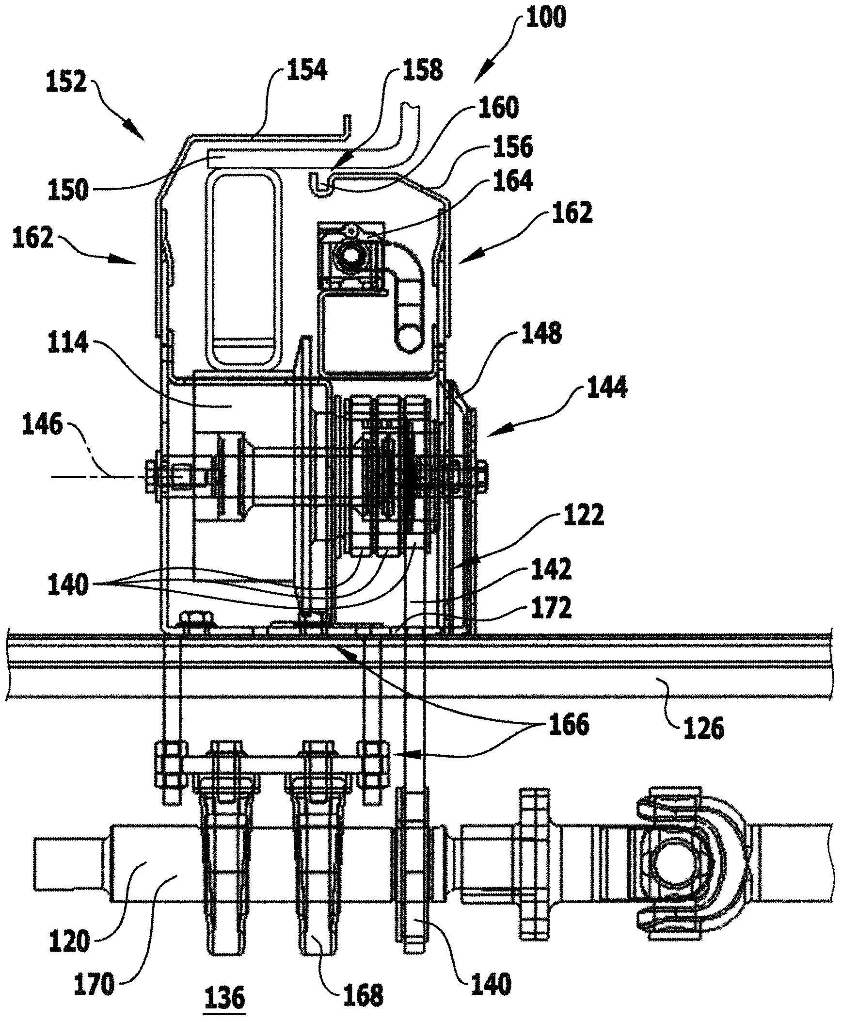 Crossmember having integrated drive for conveying objects