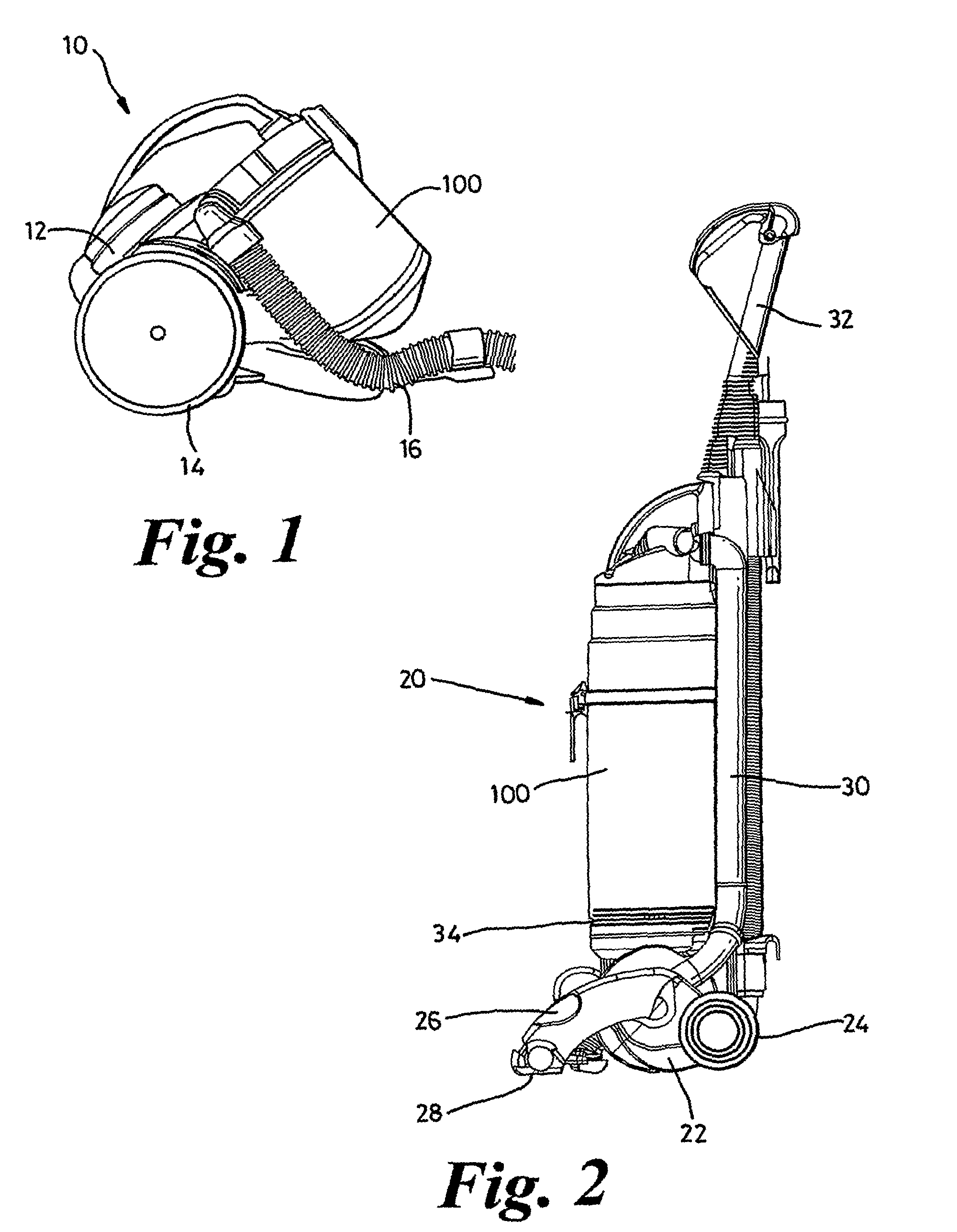 Dirt and dust cyclonic separating apparatus