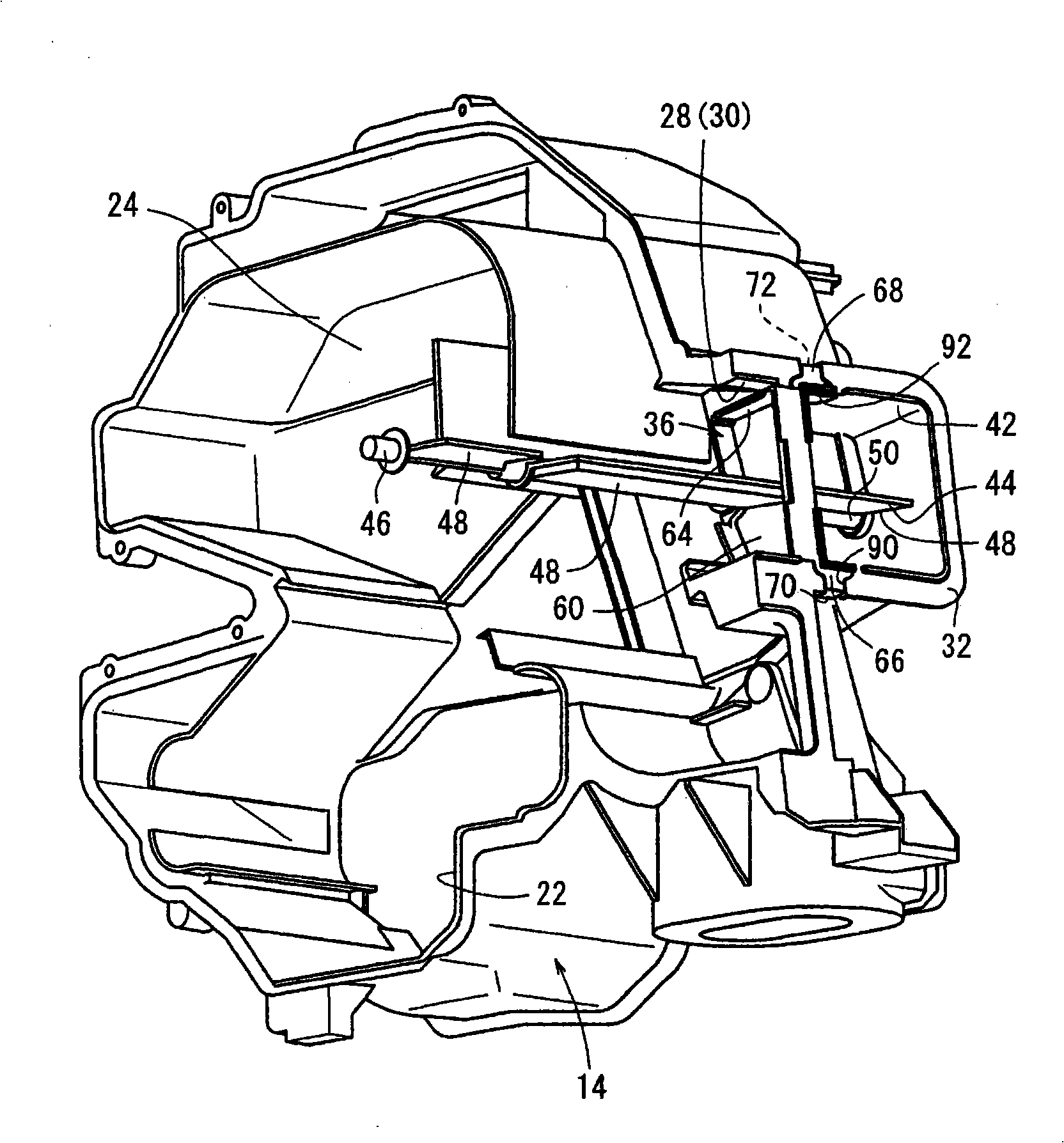 Separation component and vehicle air conditioner having the separation component