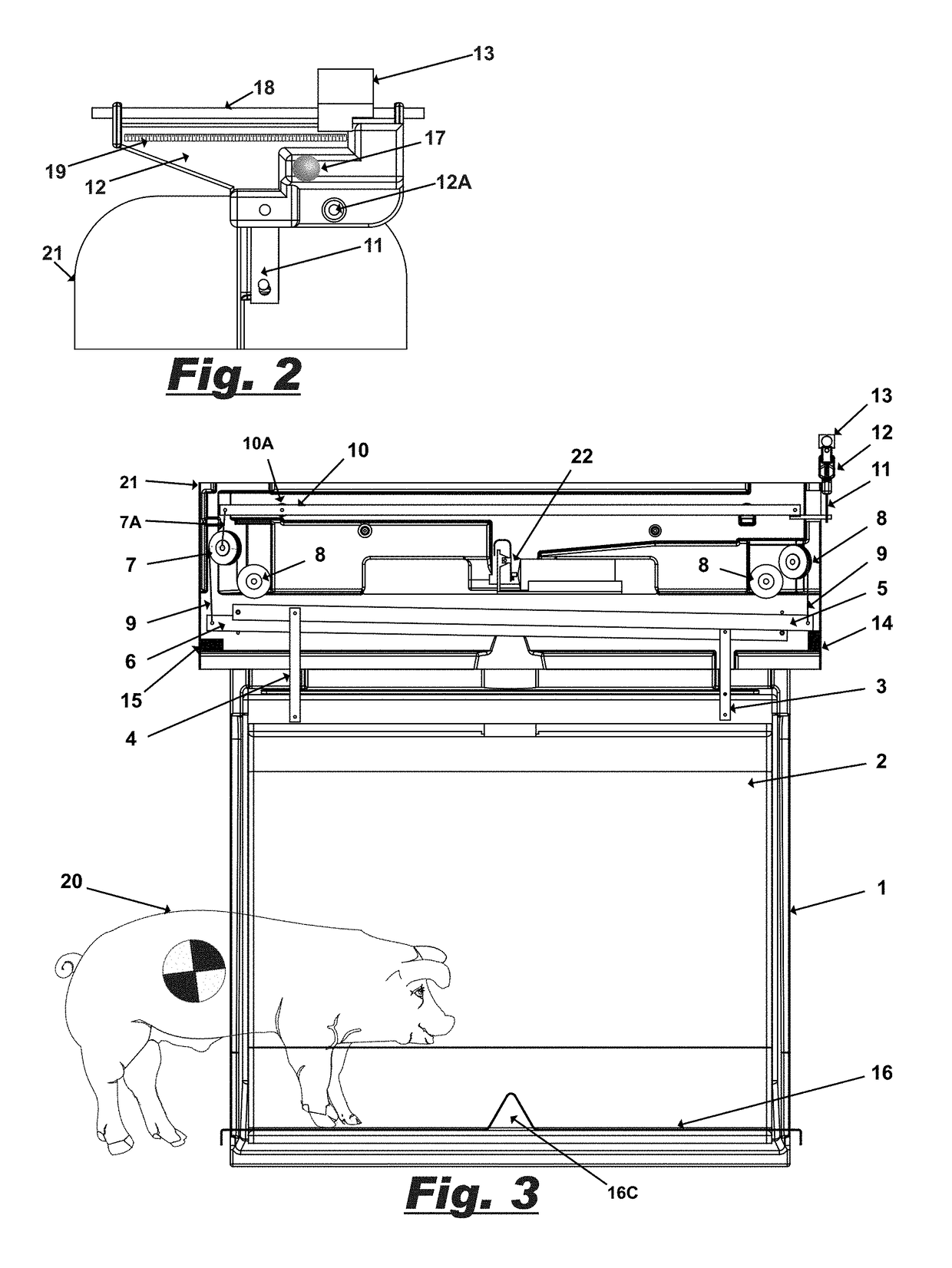 Weight activated animal marking scale