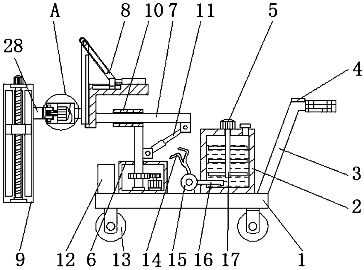 Municipal tree protecting paint brushing device