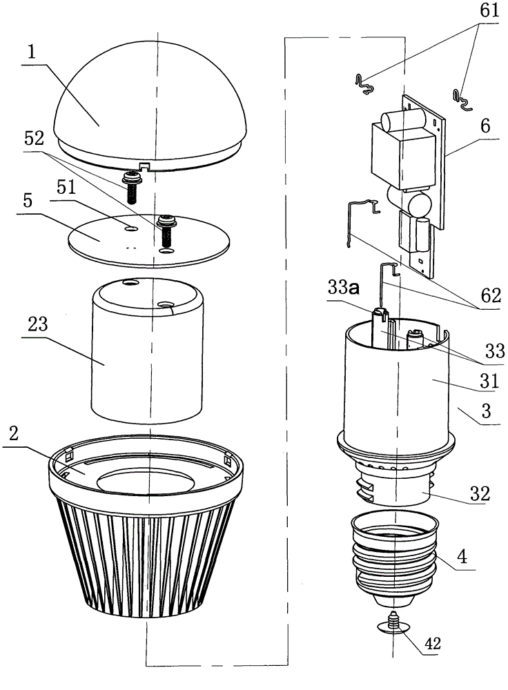 Light-emitting diode (LED) ball lamp in automatic production