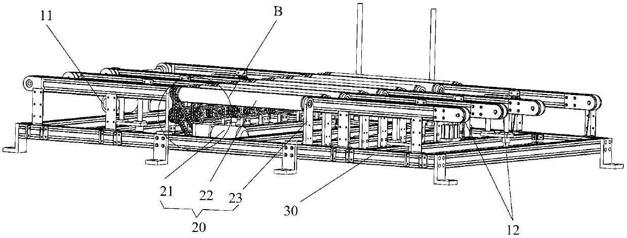 Material conveying device and stacker provided with same