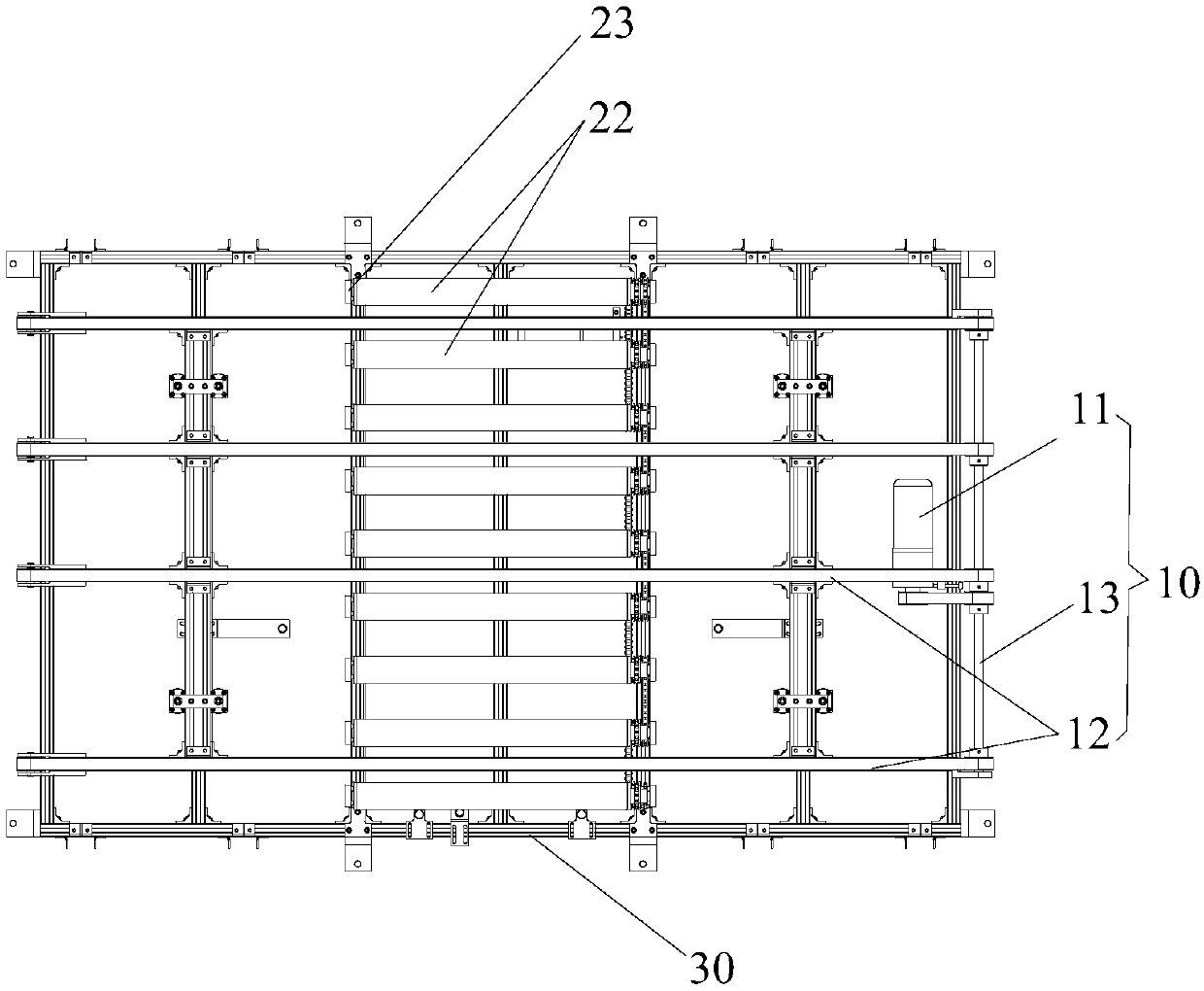 Material conveying device and stacker provided with same