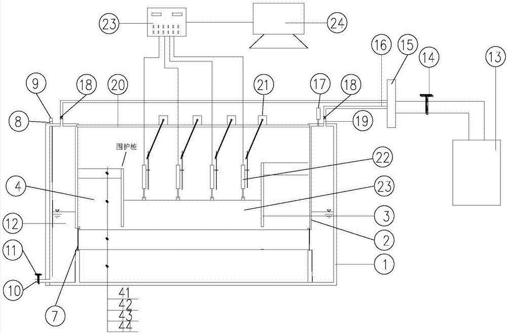 Stability test device for foundation pit bottom containing confined water layer