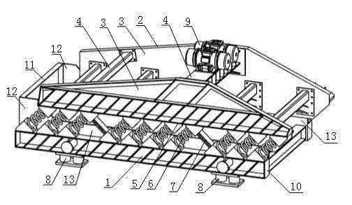 A two-mass near-resonance sieve with sieve frame and sieve bed separated