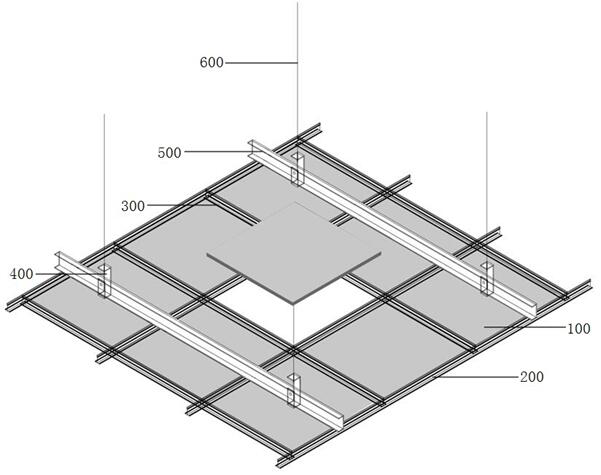 A-level fireproof environment-friendly ceiling system and construction method and application thereof