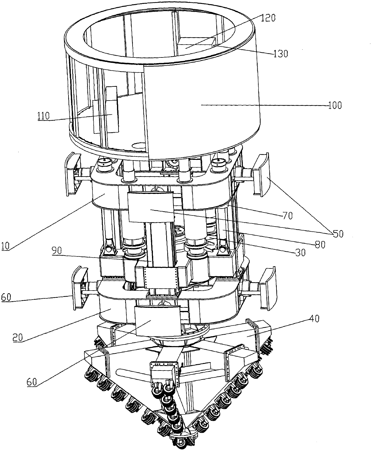 Sinking technology for expanding pilot well drilled by raise-boring machine, by using vertical well heading machine