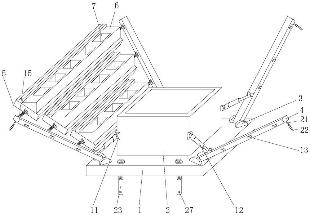 Center island type slope supporting device for foundation engineering construction