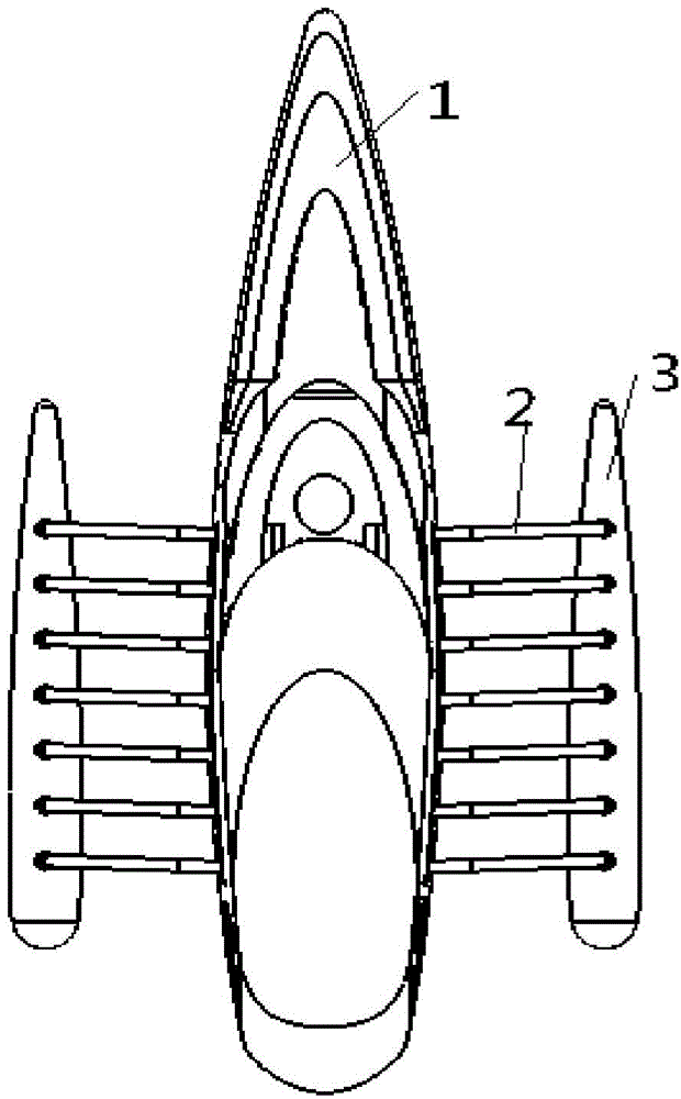 Low-noise separation type underwater sightseeing three-body yacht