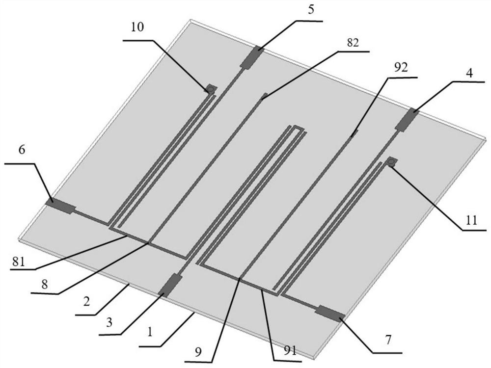 Four-path orthogonal signal generator based on E-type resonators