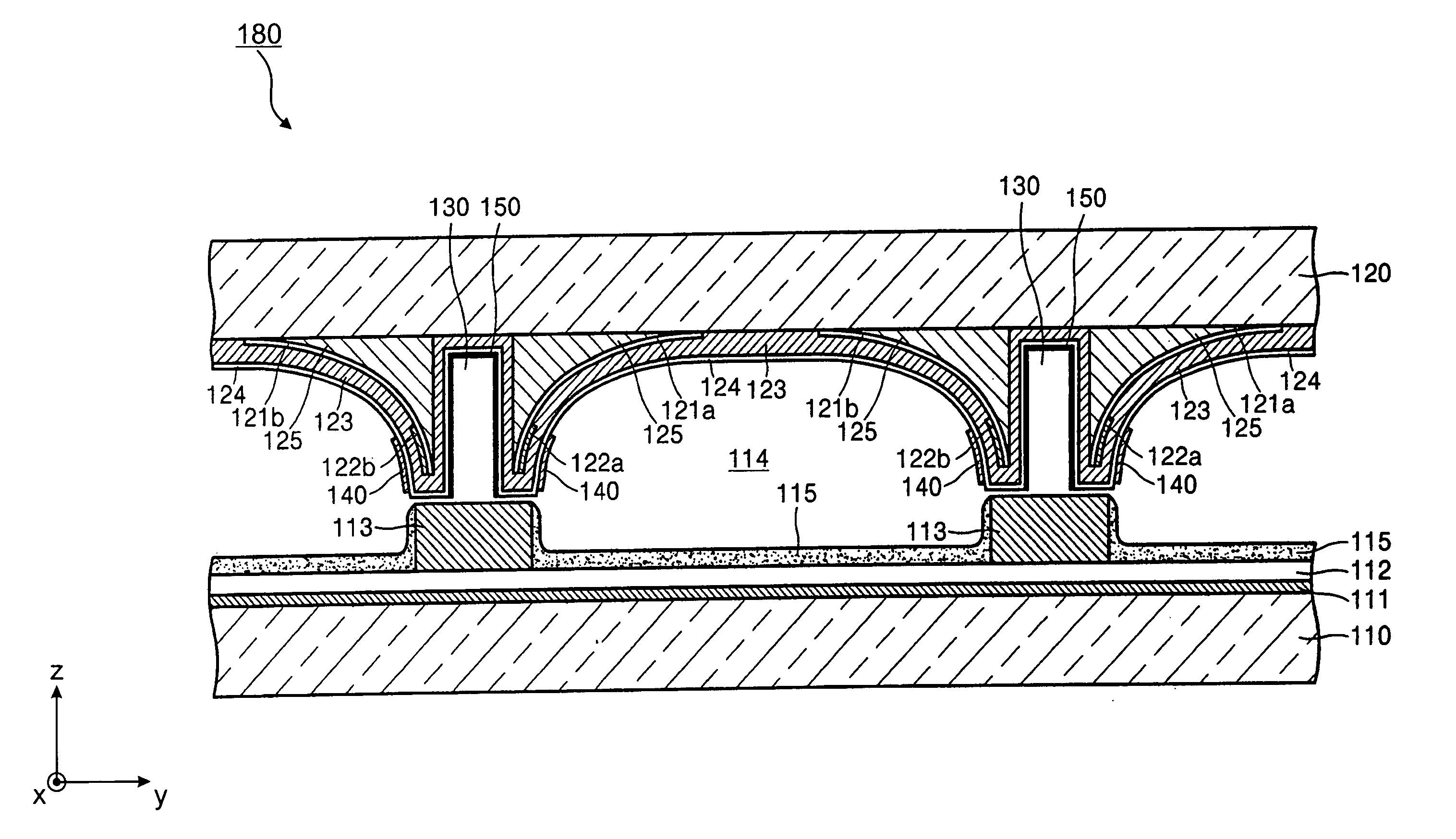 Plasma display panel with discharge cells having curved concave-shaped walls