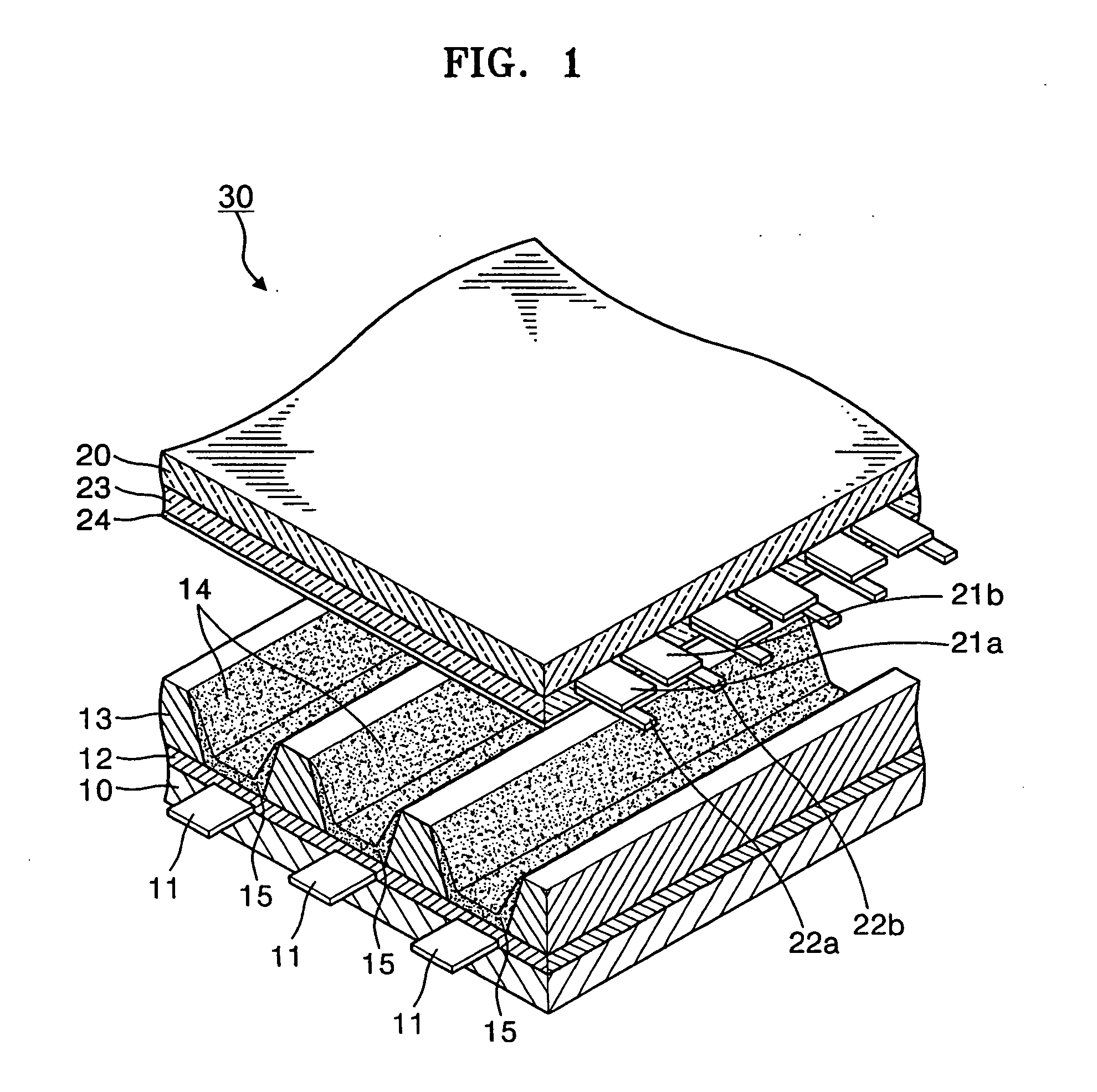 Plasma display panel with discharge cells having curved concave-shaped walls