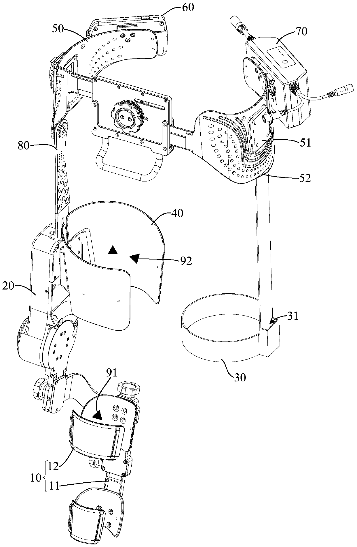 Unilateral lower limb exoskeleton rehabilitation device