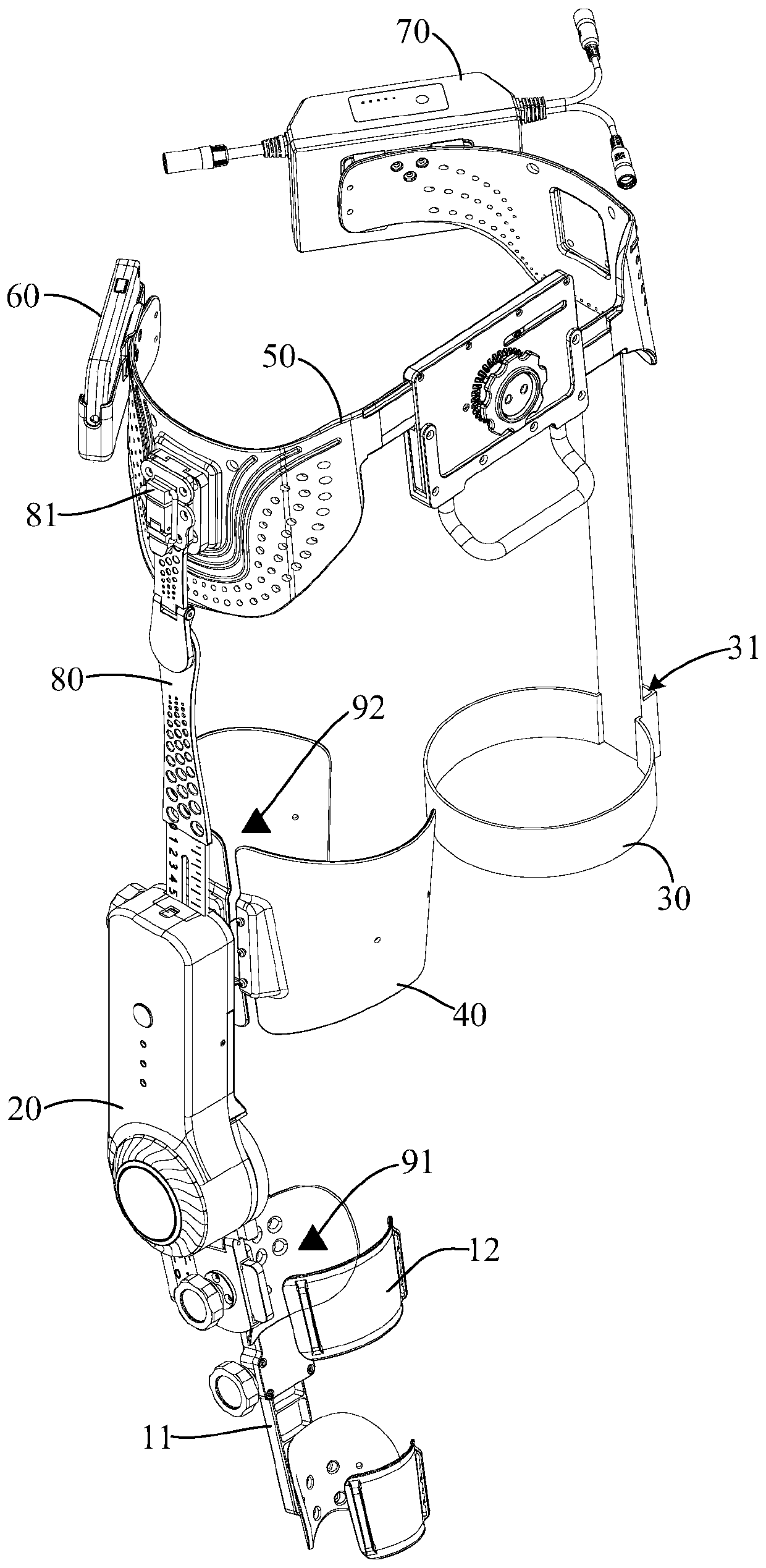 Unilateral lower limb exoskeleton rehabilitation device