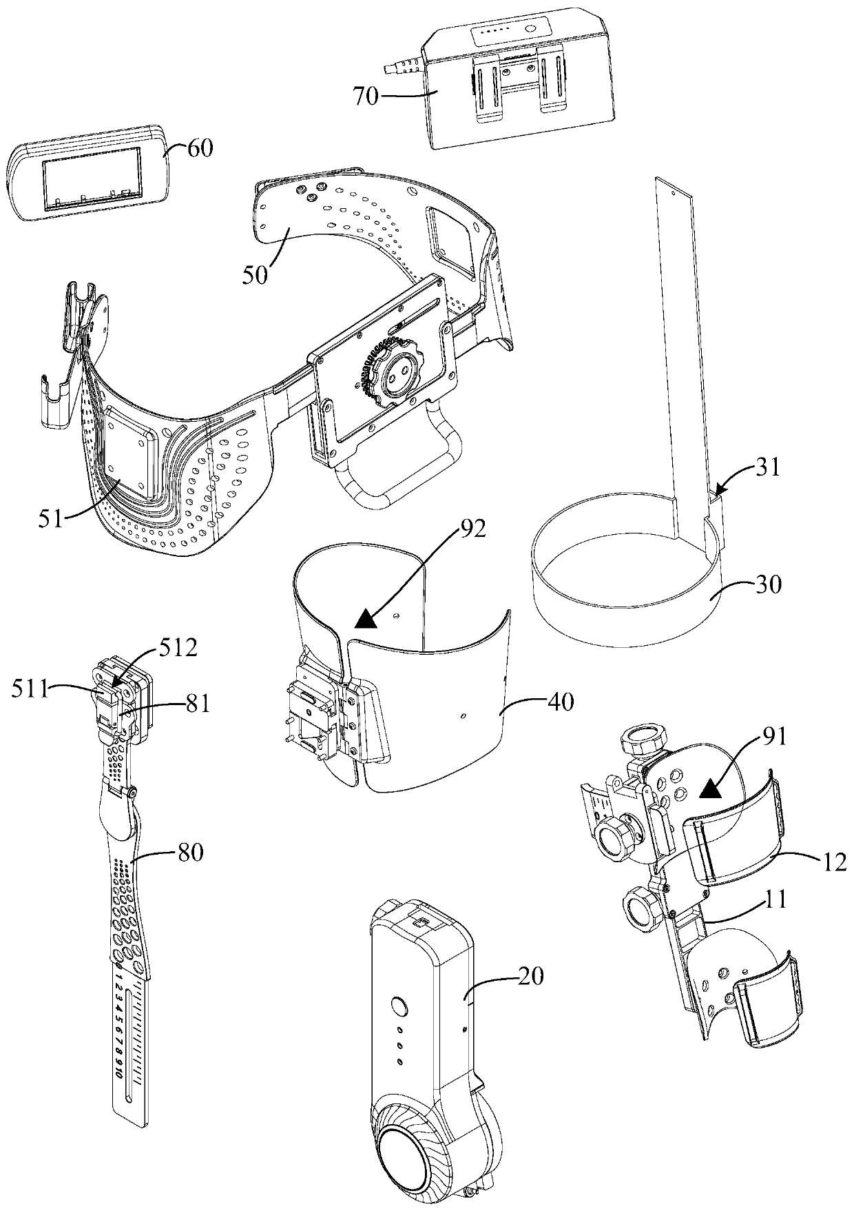 Unilateral lower limb exoskeleton rehabilitation device