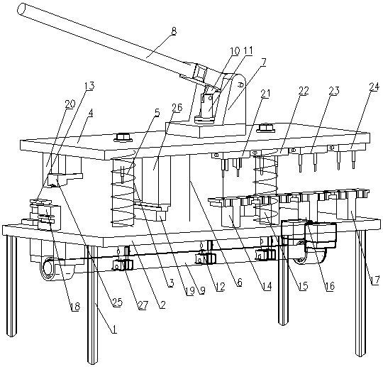 Manual stamping device for processing parts of aluminum alloy doors and windows