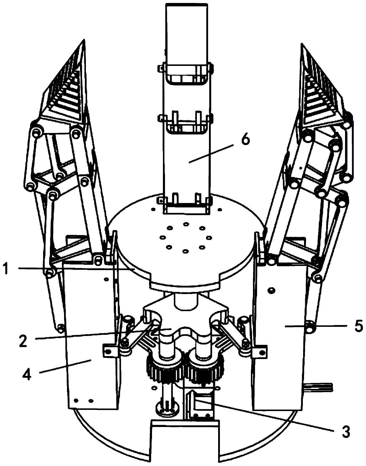 An underactuated hand palm supporting multiple finger layouts