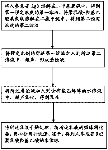 Ginsenoside Rg3 poly(lactic-co-glycolic acid) nano microsphere and preparation method thereof