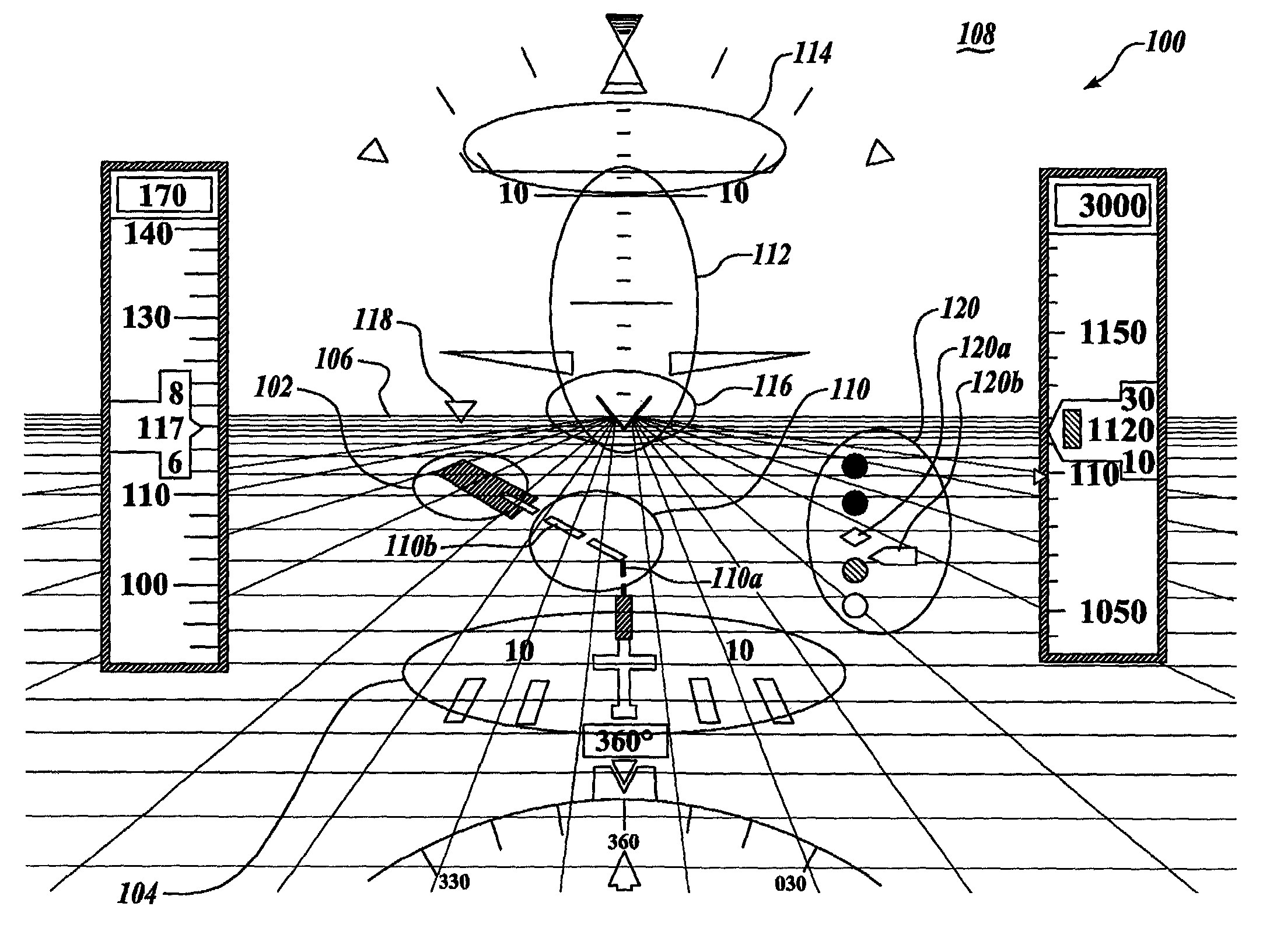 Simulated visual glideslope indicator on aircraft display