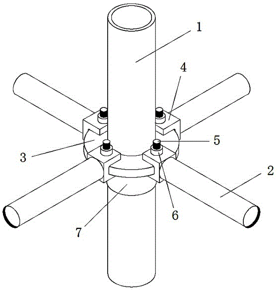 Rapid scaffold connecting device and construction method thereof